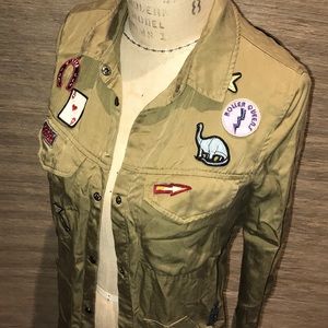 Forest green jacket with patches